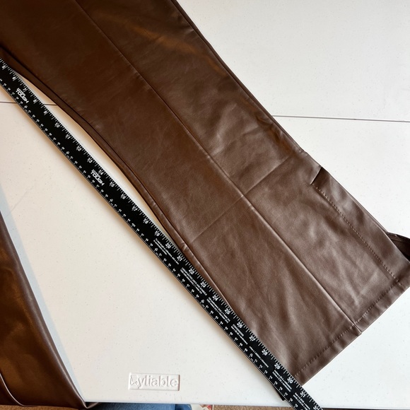 Abercrombie & Fitch Vegan Leather Pants - Brown Flare - Picture 11 of 11